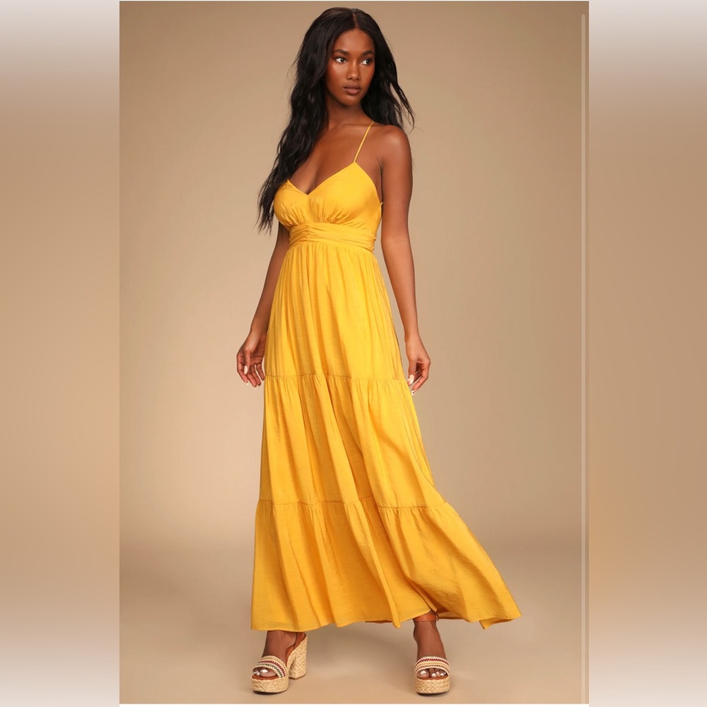 Sun Worshipper Mustard Yellow Tiered Maxi Dress - Lulus